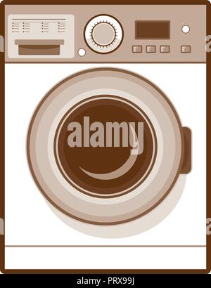 Retro style illustration of a  front loading washing machine in washing mode on isolated background. Stock Vector