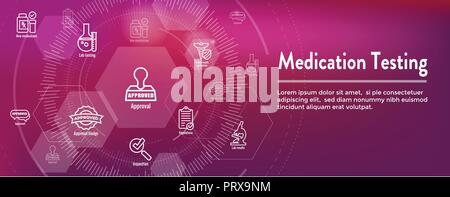 Drug Testing & Process Web Header Banner with Icon Set Stock Vector ...