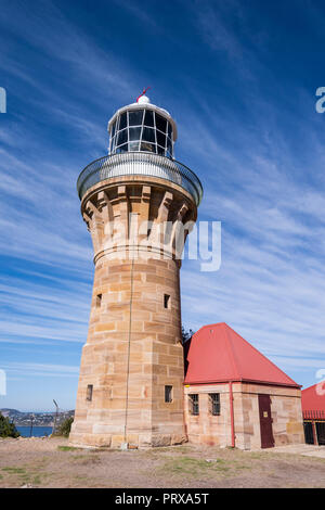 Heritage listed sandstone  Barrenjoey Head Lighthouse, Palm Beach, Northern Beaches, Sydney, New South Wales Stock Photo