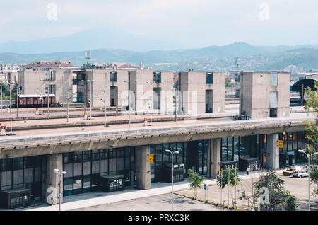 Skopje railway/train station (built 1969), Skopje, Republic of Macedonia, September 2018 Stock Photo