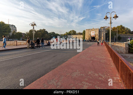 NIS, SERBIA- OCTOBER 21, 2017: Sunset view of entrance of Fortress of city of Nis, Serbia Stock Photo