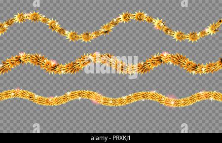 Golden tinsel set Stock Vector