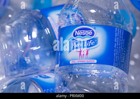 Empty plastic water bottles, England, UK Stock Photo