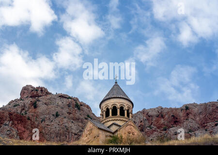 Noravank monastery nestled up in the isolated hillside, located up in a deep river valley near Yeghegnador, Armenia. Stock Photo