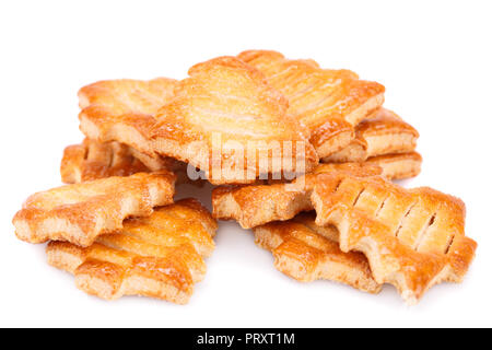 Fir-tree shape cookies isolated on white background. Stock Photo