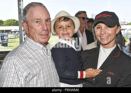 Celebs attend  the Hampton Classic Horseshow in Bridgehampton  Featuring: Michael Bloomberg, Jasper, Georgiina Bloomberg Where: Bridgehampton, New York, United States When: 02 Sep 2018 Credit: Rob Rich/WENN.com Stock Photo