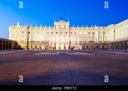 The Royal Palace of Madrid or Palacio Real de Madrid is the official residence of the Spanish Royal Family in Madrid, Spain Stock Photo