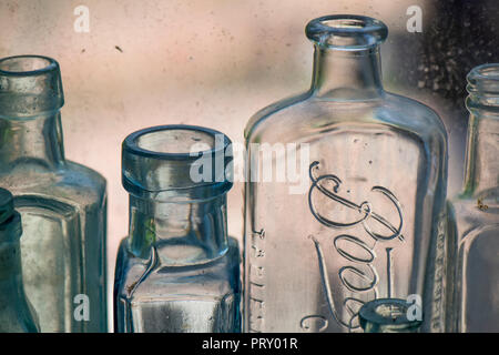 Boots the chemist shop old glass bottles