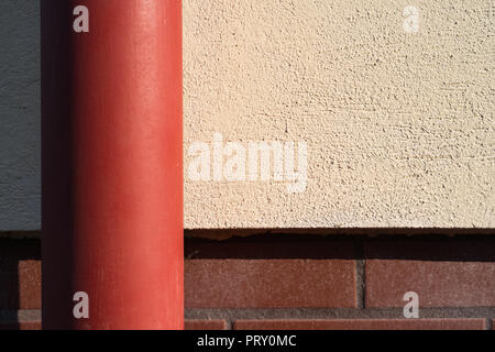 Gutter Texture Rood Red wall texture and a red downspout gutter of a house. Photo suitable ...
