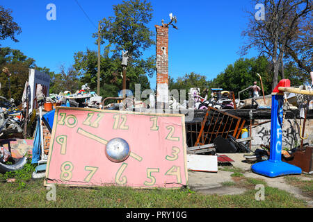 The Heidelberg Project, an outdoor art environment in the McDougall-Hunt urban neighbourhood on Detroit's east side, created by artist Tyree Guyton. Stock Photo