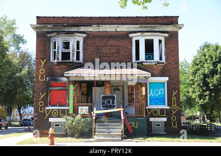 The Heidelberg Project, an outdoor art environment in the McDougall-Hunt urban neighbourhood on Detroit's east side, created by artist Tyree Guyton. Stock Photo