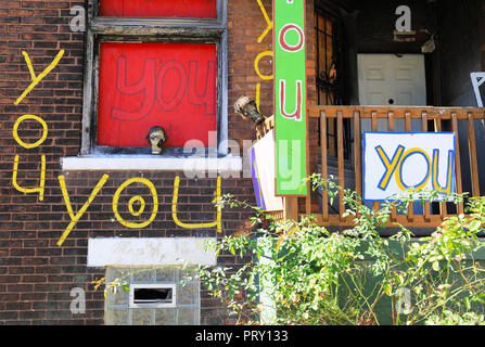 The Heidelberg Project, an outdoor art environment in the McDougall-Hunt urban neighbourhood on Detroit's east side, created by artist Tyree Guyton. Stock Photo