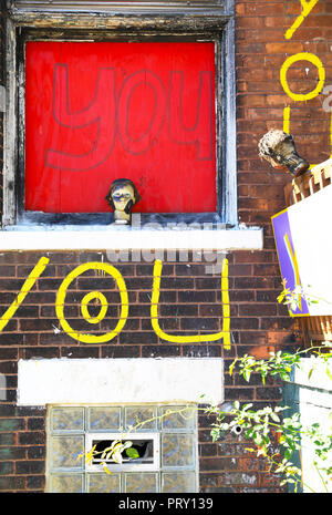 The Heidelberg Project, an outdoor art environment in the McDougall-Hunt urban neighbourhood on Detroit's east side, created by artist Tyree Guyton. Stock Photo