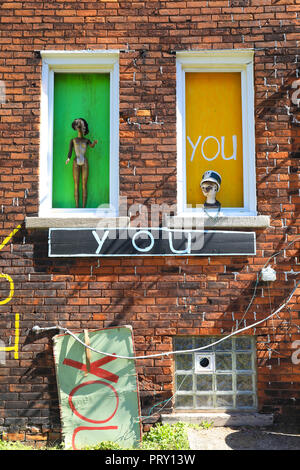 The Heidelberg Project, an outdoor art environment in the McDougall-Hunt urban neighbourhood on Detroit's east side, created by artist Tyree Guyton. Stock Photo