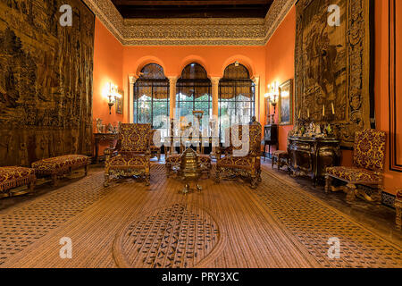 Seville, Spain - October 28, 2017: Interior room of Palace of the Dukes of Alba or Palacio de las Duenas Stock Photo