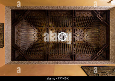 Seville, Spain - October 28, 2017: Detail of ceiling in stairs of Palace of the Dukes of Alba or Palacio de las Duenas Stock Photo