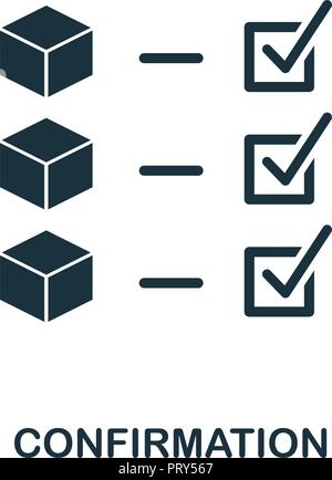 Confirmation icon. Monochrome style design from blockchain collection. UX and UI. Pixel perfect confirmation icon. For web design, apps, software, pri Stock Vector