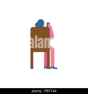 Woman sitting on chair back isolated. Vector illustration Stock Vector