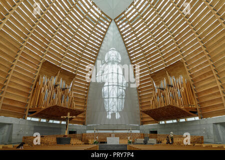 Oakland, California - September 30, 2018: Interior of Cathedral of Christ the Light. Stock Photo