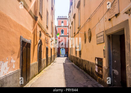 Narrow lane alley alley way, Church Santissima Annunziata, Vico Equense, Sorrento Peninsula, Italy, Mediterranean, Europe Stock Photo