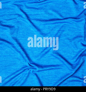 crumpled mottled blue synthetic fabric, full  frame Stock Photo
