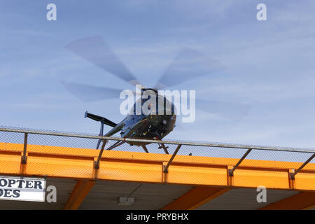 Niagara, USA: May 20, 2018: Tourists enjoying helicopter ride at Niagara, USA. Stock Photo