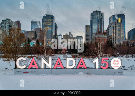 Canada 150 years sign, Calgary, Alberta, Canada Stock Photo