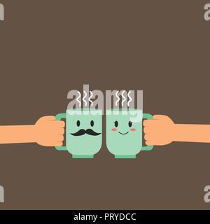 Flat design business Vector Illustration concept template copy space text for Ad website esp isolated 3d isometric. Human hand Holding Male Female His Stock Vector