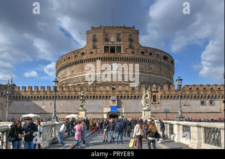 Rome, Italy - March 24, 2018: Castel Sant'Angelo or Castle of Holy Angel, Rome, Italy. Castel Sant'Angelo is one of the main travel destinations in Eu Stock Photo