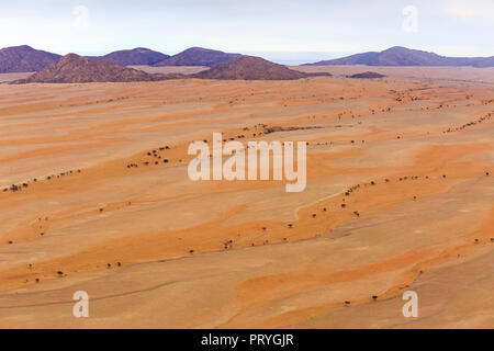 Aerial view, desert landscape, dry rivers at the edge of the Namib Desert, Namib-Naukluft National Park, Erongo region, Namibia Stock Photo