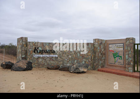 Kapama Game Reserve entrance and information and map plan of the area at Kruger National Park, South Africa Stock Photo