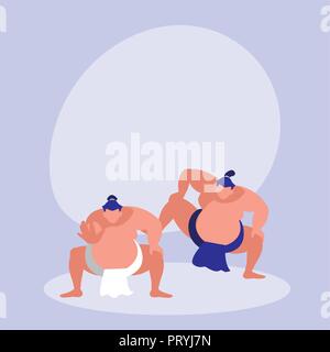 men practicing sumo avatar character vector illustration design Stock Vector