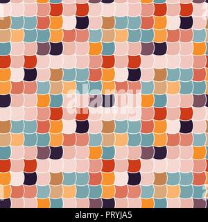 Vector illustration. Color fish scales, looks like knitting, colored squares. Seamless pattern can be used for wallpaper, web page background, pattern fills,surface textures... Stock Vector