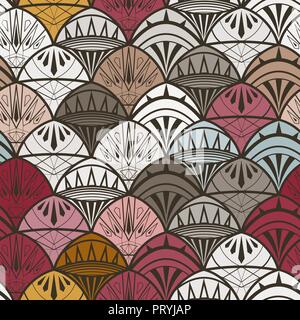 ornament in the style of art deco, ornament in scales. Different colors Stock Vector