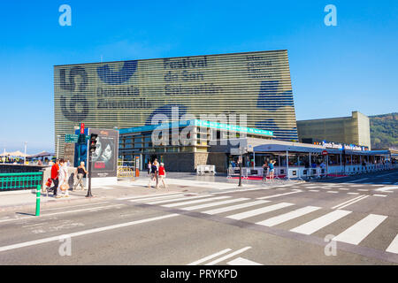 SAN SEBASTIAN, SPAIN - SEPTEMBER 29, 2017: The Kursaal Congress Centre and Auditorium is a complex with many exhibition halls in San Sebastian city, n Stock Photo
