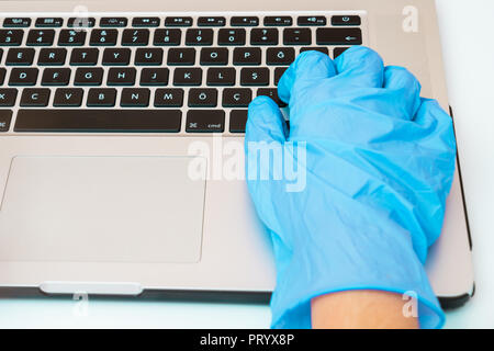 Scientist doing research on computer Stock Photo