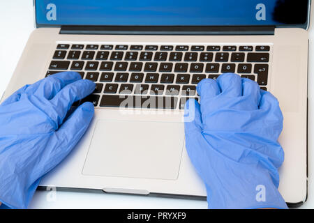 Scientist doing research on computer Stock Photo