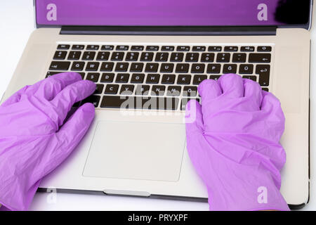 Scientist doing research on computer Stock Photo