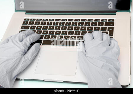 Scientist doing research on computer Stock Photo