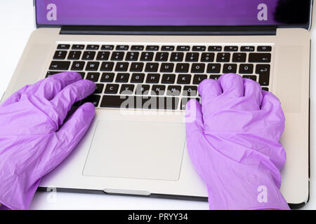 Scientist doing research on computer Stock Photo
