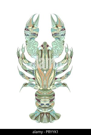 ethnic lobster isolatedd on the white background Stock Vector