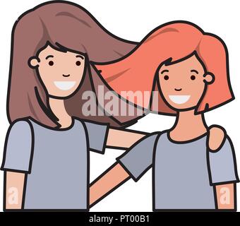 friendly teenagers girls characters Stock Vector Image & Art - Alamy