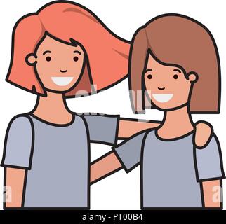 friendly teenagers girls characters Stock Vector Image & Art - Alamy