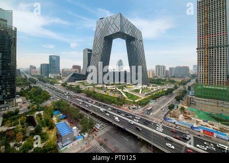Beijing ,China - October 22 ,2017 : China's Beijing City, a famous landmark building, China CCTV (CCTV) 234 meters tall skyscrapers is very spectacula Stock Photo