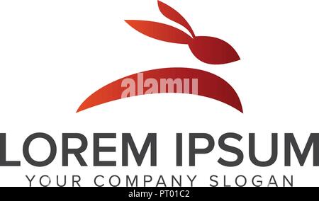 jump run rabbit logo design concept template Stock Vector