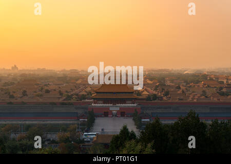 Beijing ancient Forbidden City in morning at Beijing, China. Stock Photo