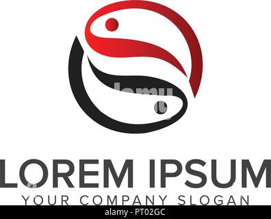 couple fish logo design concept template Stock Vector