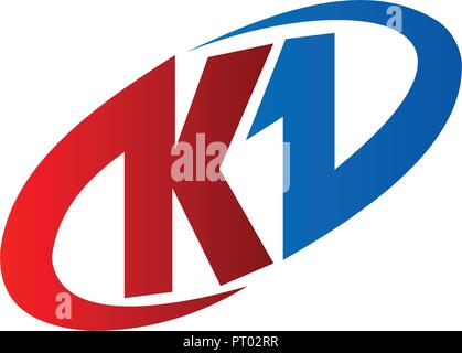 letter K logo. red blue color, circle logo design concept template Stock Vector