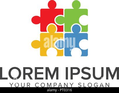 puzzle logo. multicolor logo design concept template Stock Vector