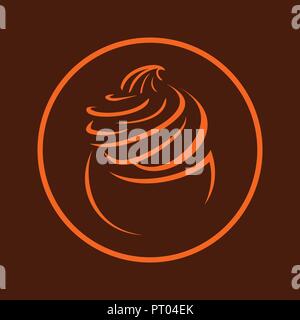Cupcake Frosting Brown Vector Icon Symbol Graphic Logo Design Template Stock Vector